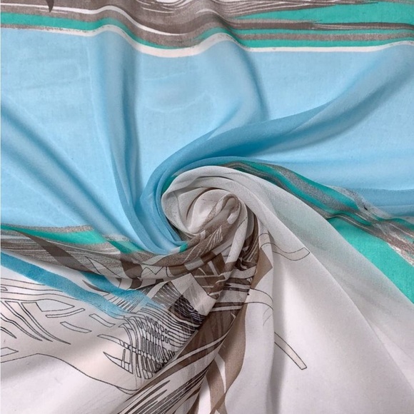 Lightweight seafoam green and grey Italian Riviera scarf 70" length - Picture 6 of 6